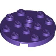 Lego destička kulatá 4x4 s kulatou dírou, tmavě fialová (4568772)